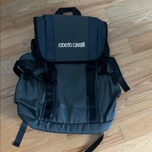 Roberto Cavalli Army Green Logo Utility Backpack new without tags